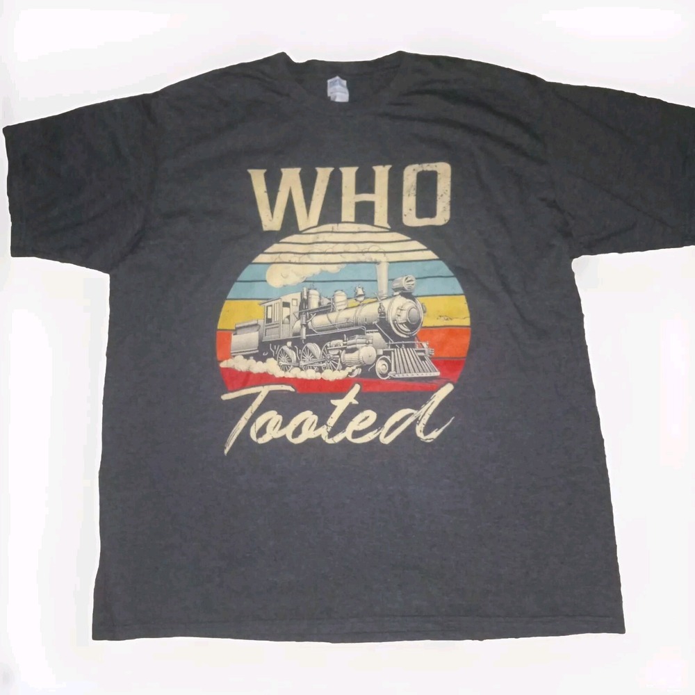 Train Engine Who Tooted Charcoal Gray Tee T-Shirt Size XL Port Company